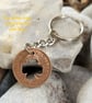 Upcycled half penny coin keyring or bag charm with 4 leaf clover cut-out - Image 4