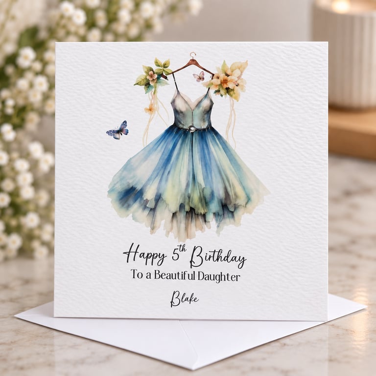 Fairy Flower Dress Birthday Card For Her Happy Birthday Daughter Niece etc