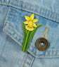Daffodil Brooch, Handmade March Birth Flower Pin Badge - Image 3