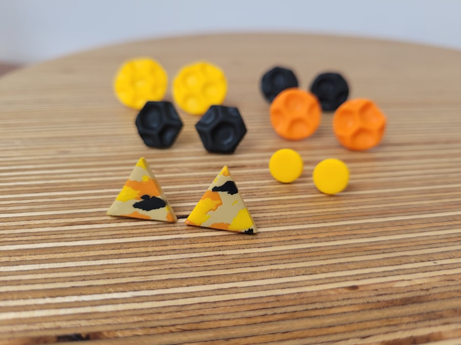 Safari - 2 Pack Polymer Clay Stud Earrings Orange 