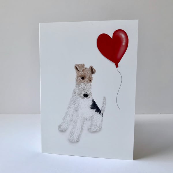 Fox Terrier with Balloon Card