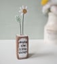 Clay Daisy Flower in a Printed Wood Block 'Enjoy the Little Things' - Image 1