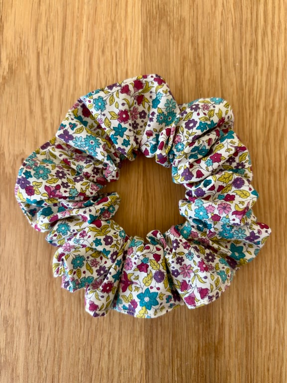 Cotton scrunchie hair accessory in autumn colours floral print