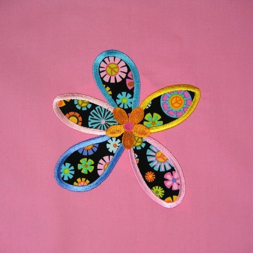 RESERVED Peace Flower Appliqué Project Bag