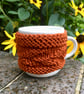 Cream Aran Mug Cosy, Knitted Leaf Design Mug Cosie - Image 7