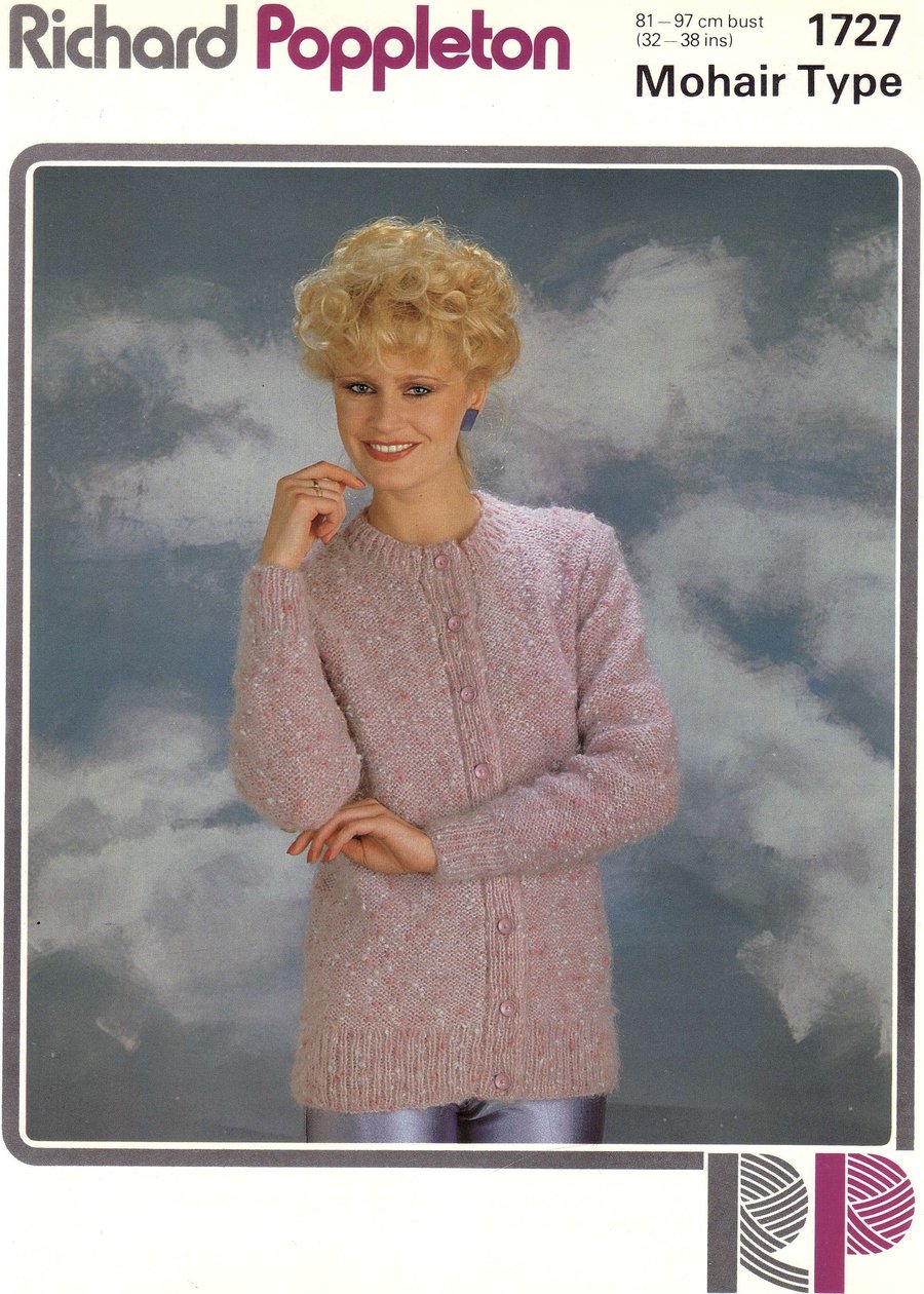 Vintage Knitting Pattern 1727: from Richard Poppleton, Mohair Type Cardigan