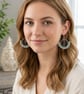 Pretty blue and mint daisy design glass beaded earrings, boho jewellery  - Image 5