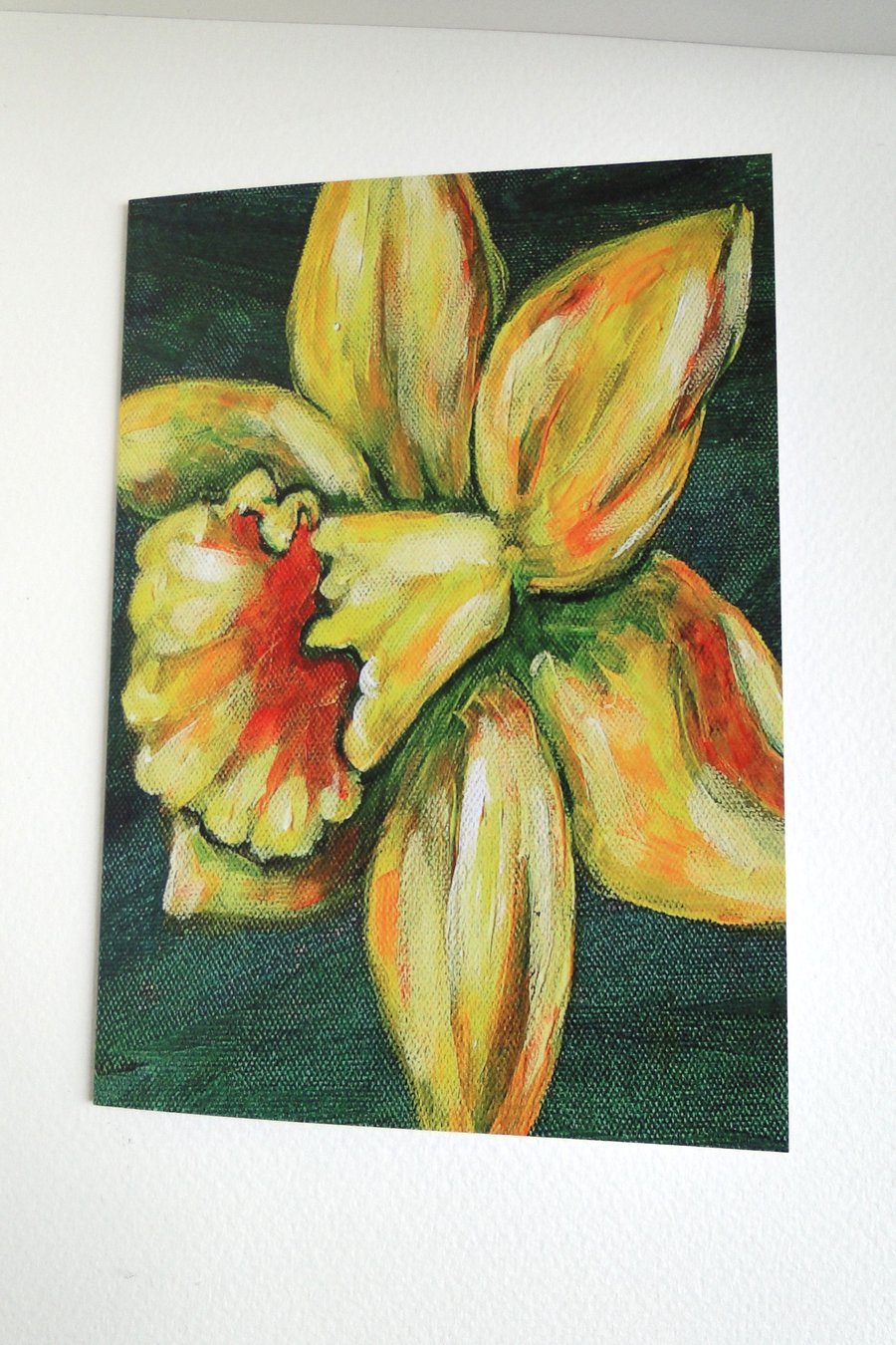 Daffodil Blank Greeting Card From my Original Art Flower Acrylic Painting