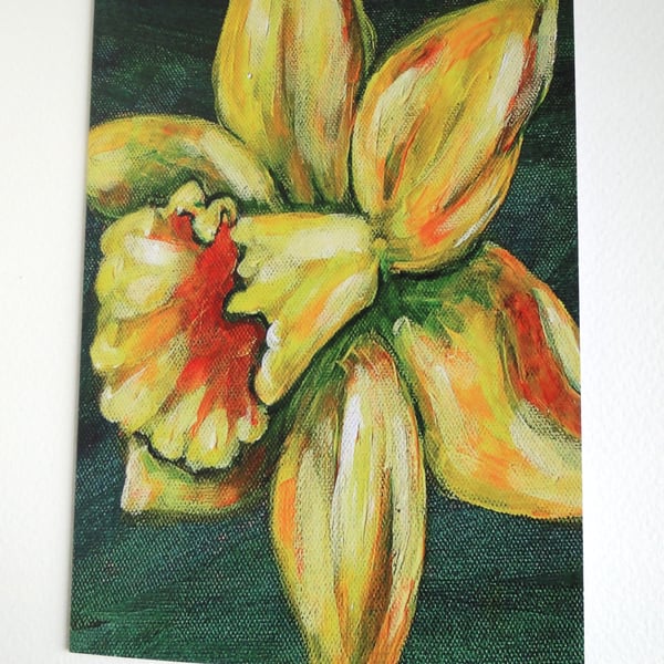 Daffodil Blank Greeting Card From my Original Art Flower Acrylic Painting