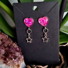 Gothic stud dangle witch star earrings heart celestial 