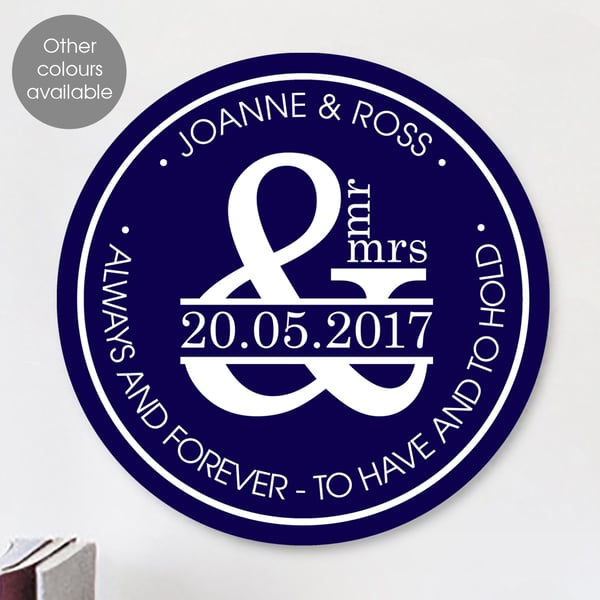 Ampersand personalised wall sign plaque, wedding or anniversary gift idea