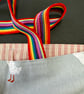 Small countryside duck tote bag - calm grey-blue outer and rainbow webbing - Image 6