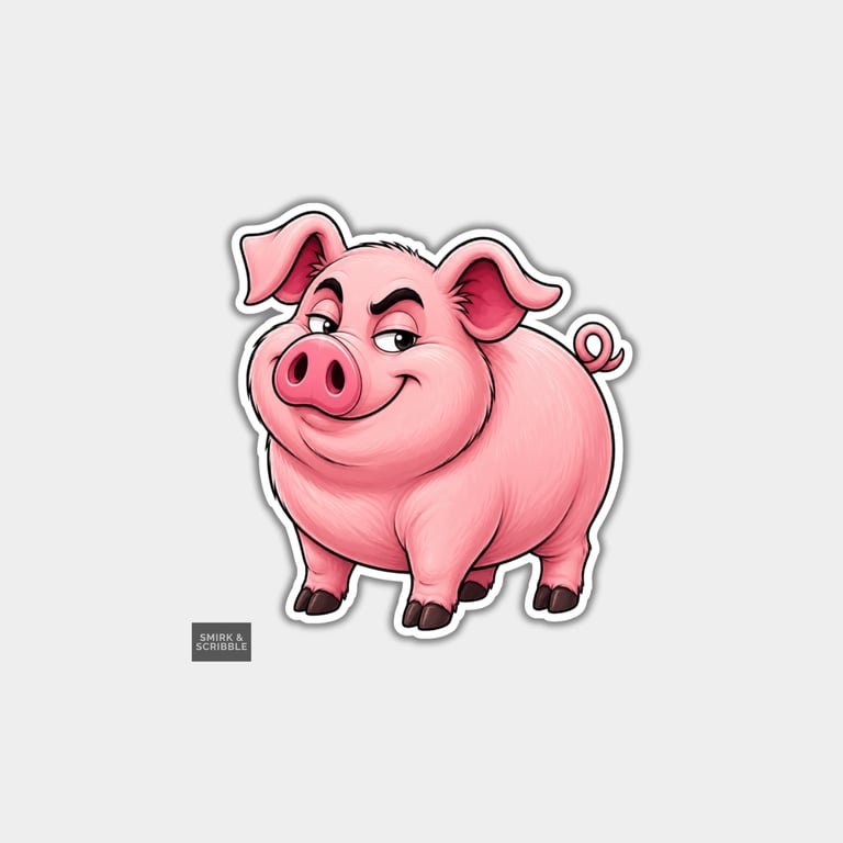 Funny Vinyl Die Cut Sticker For Adults - Cute Posing Pig