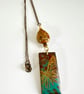 Handprinted butterfly pendant combined with jasper and agate stones. - Image 3