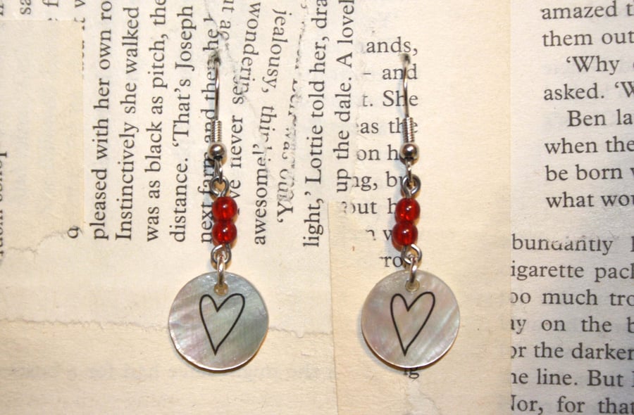 Seashell Love Heart Dangle Hook Earrings