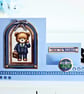 "Good Luck In Your New Job" Blue Handmade Stepper Card With Teddy Bear In Suit