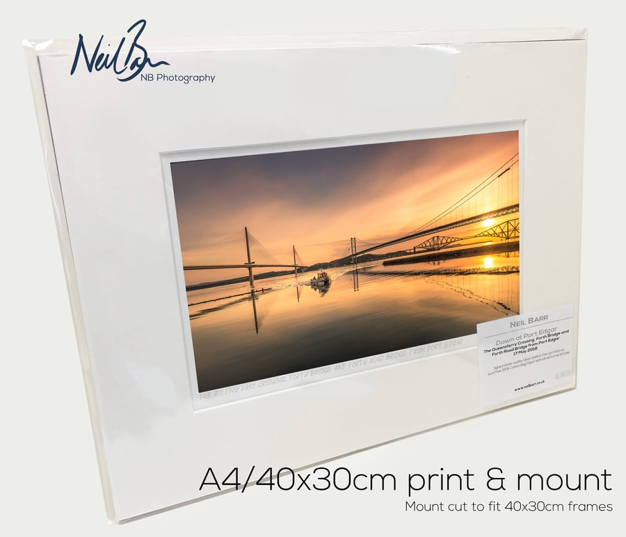 Queensferry Crossing & Forth Bridges, Port Edgar - A4 (40x30cm) Unframed Print