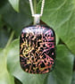 Orange Gold  Pattern Dichroic Glass Pendant,  Fused Glass Necklace F27 - Image 6