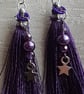 Beautiful purple tassel earrings with stars. - Image 2