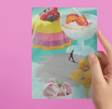 'Lure' card printed from handmade collage 