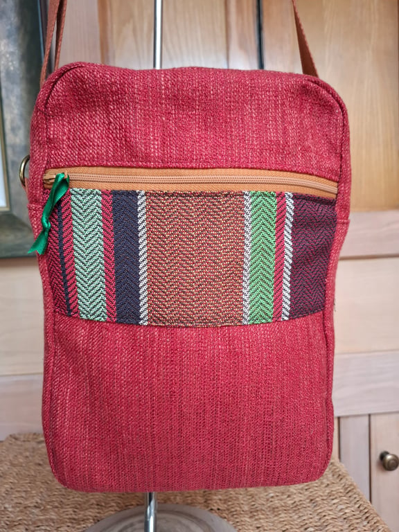 Red canvas box bag