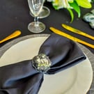 Set of 4 Resin Napkin Rings - Preserved Flowers & Crystal Edge - Wedding Decor