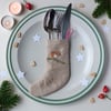Personalised Christmas Cutlery Stocking with Embroidered Robin