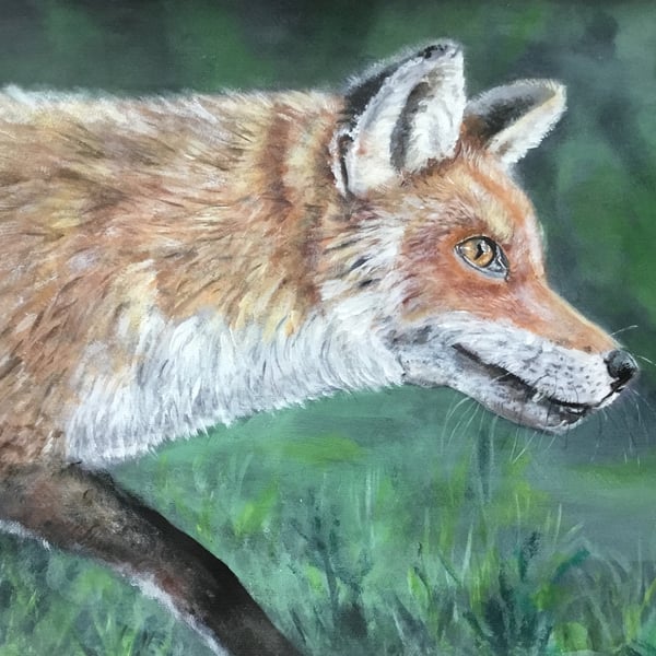 Superb quality giclee print of 'On the Hunt' a fox painting by artist Janet Bird
