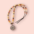 Pagan wheel of the year pendant and beaded chain