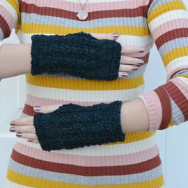 Fingerless Gloves Womens Aran Knitted 