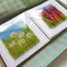 Set of 4 needle felted Floral greetings card collection