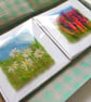 Set of 4 needle felted Floral greetings card collection