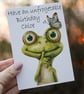 Frog Birthday Card, Frog Funny Birthday Card, Personalized Card, Toad Card