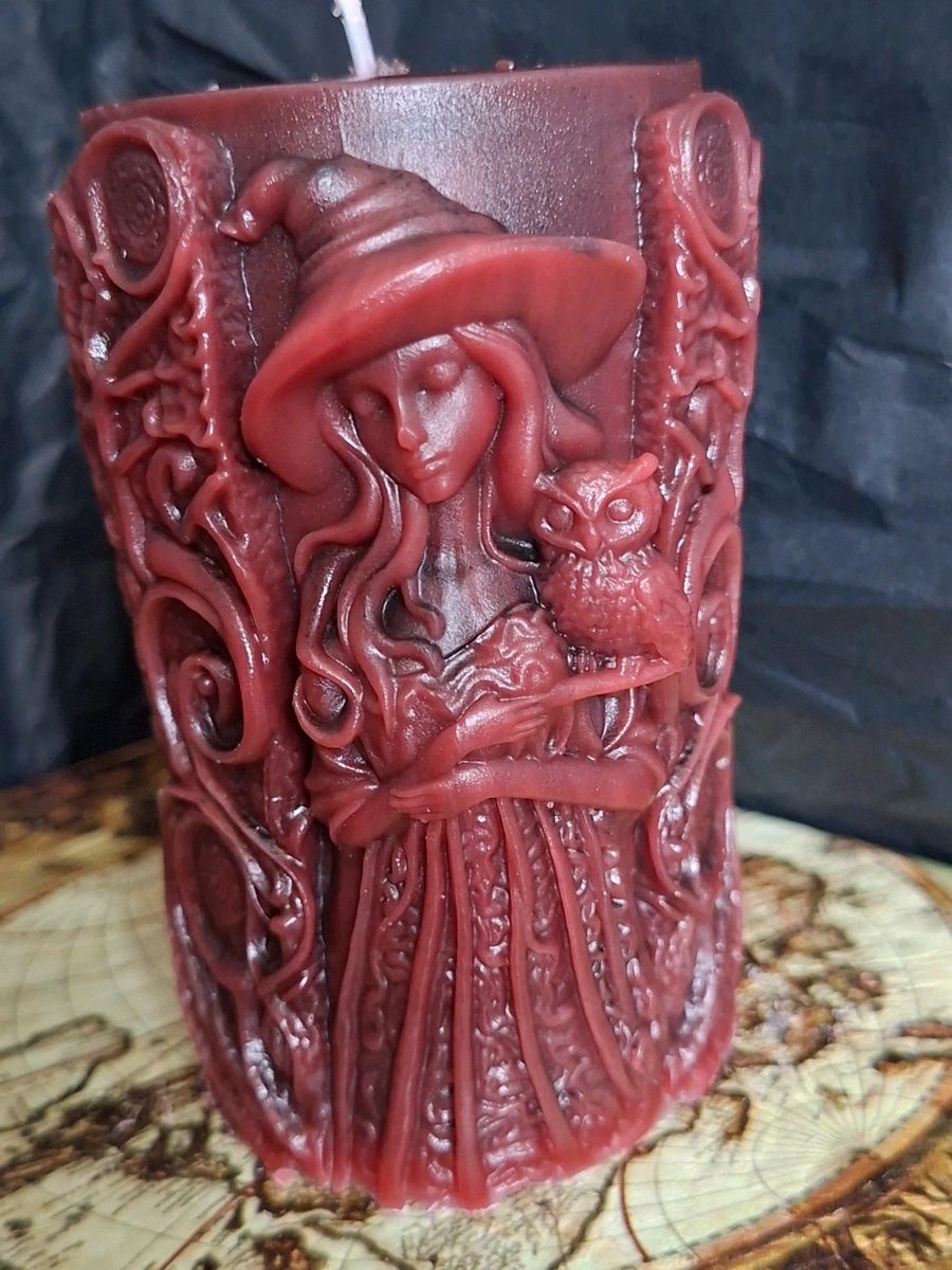 Witch and owl candle