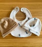 Newborn Baby Boxed Gift Set-Beanie Hats & Matching Bib-Sailor Dog Design-BGS08