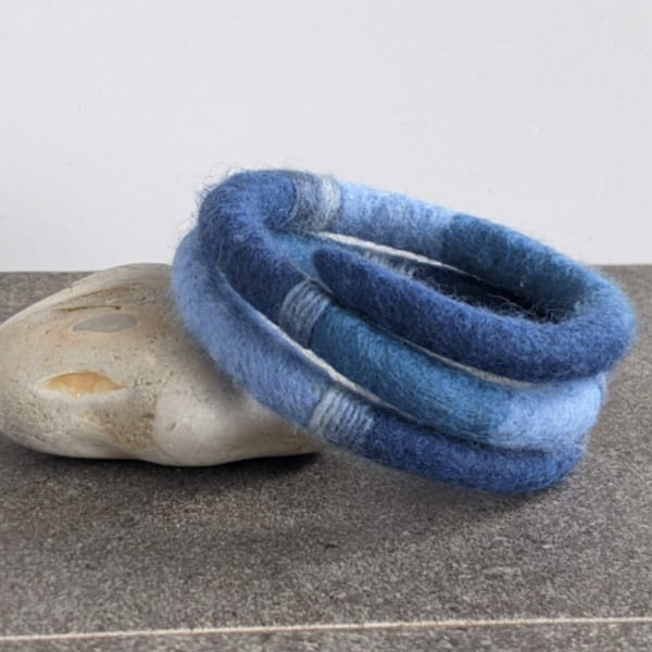 Felted bracelet - denim blues