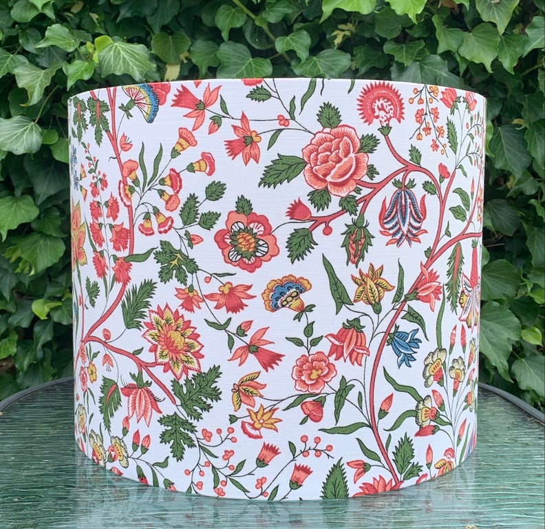 Bright Cottage Core 70s Kandahar By Sanderson Vintage Fabric Lampshade 