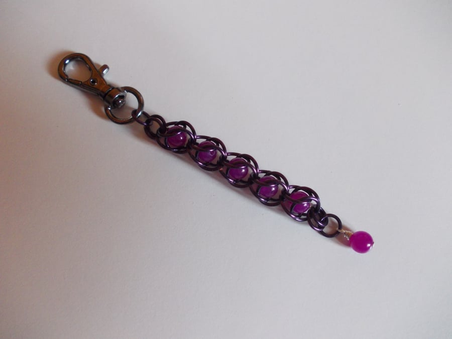 Captured bead chainmaille bag charm