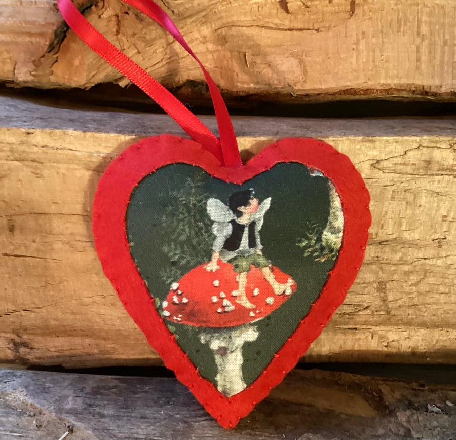 Felt Toadstool Fungi Fairy Heart