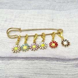 Enamel flower stitch markers