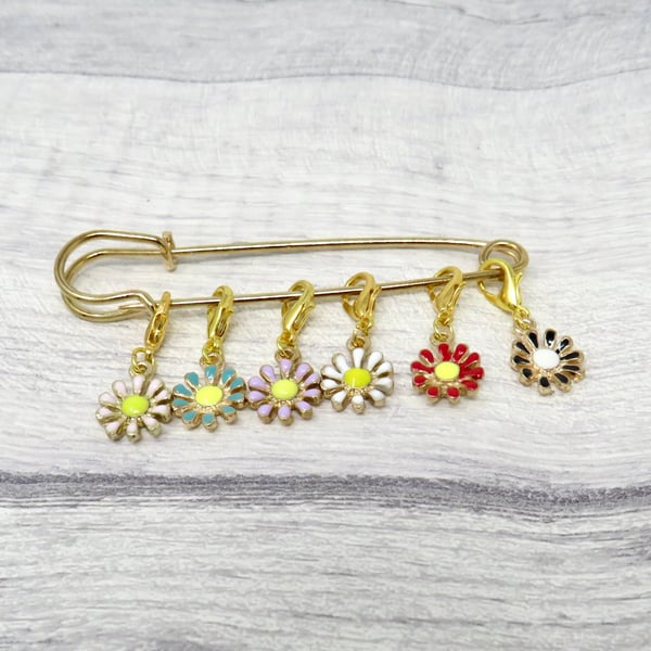 Enamel flower stitch markers