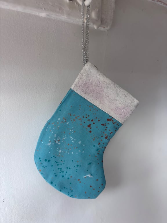 Summer seconds - blue with gold - Mini Christmas stocking - super cute