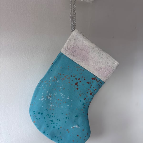 Summer seconds - blue with gold - Mini Christmas stocking - super cute