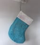Summer seconds - blue with gold - Mini Christmas stocking - super cute