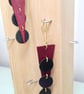 Leather Dangle Drop Earrings Contemporary Style Claret and Black  - Image 2