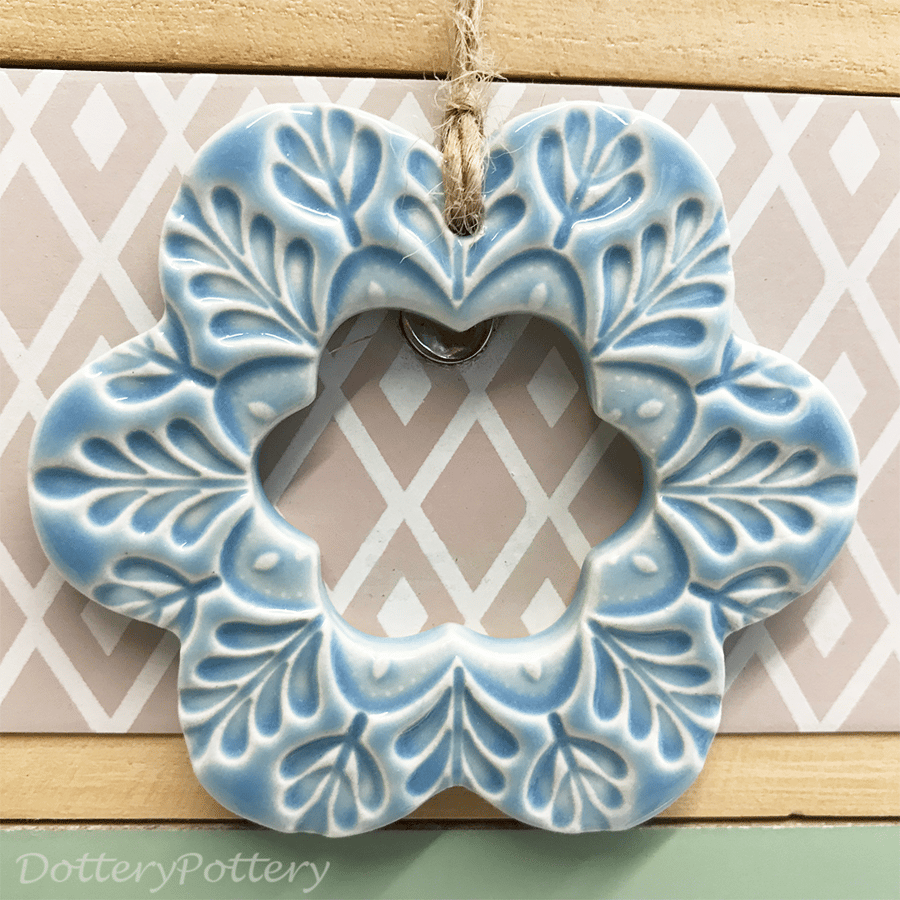 Retro bright Ceramic flower decoration blue