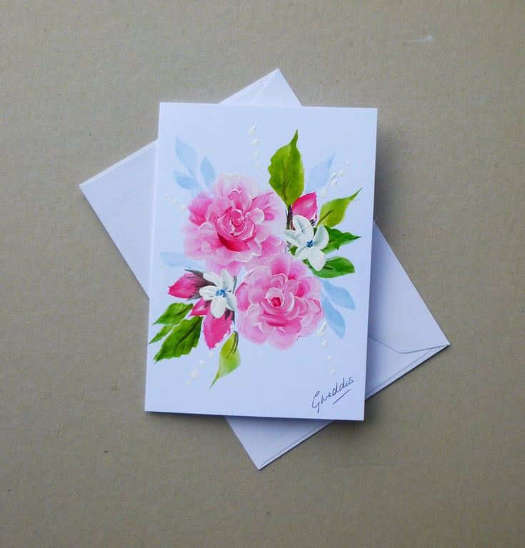 original hand painted blank greetings card ( ref FA  455 G2 )