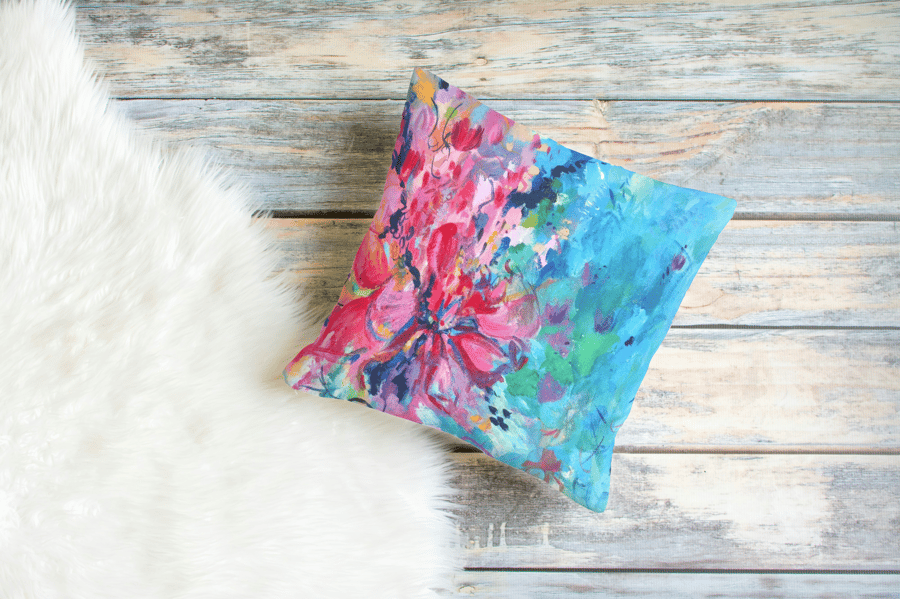 Floral Art Cushion, Colourful and Bright Home Decor, 