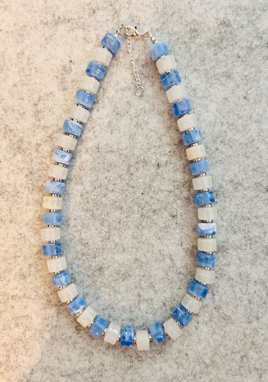 Blue and White chunky necklace