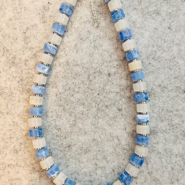 Blue and White chunky necklace